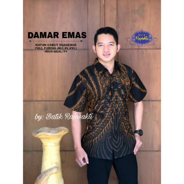 Batik Solo DAMAR EMAS Kemeja Pria Katun Halus Sragenan Full Furing