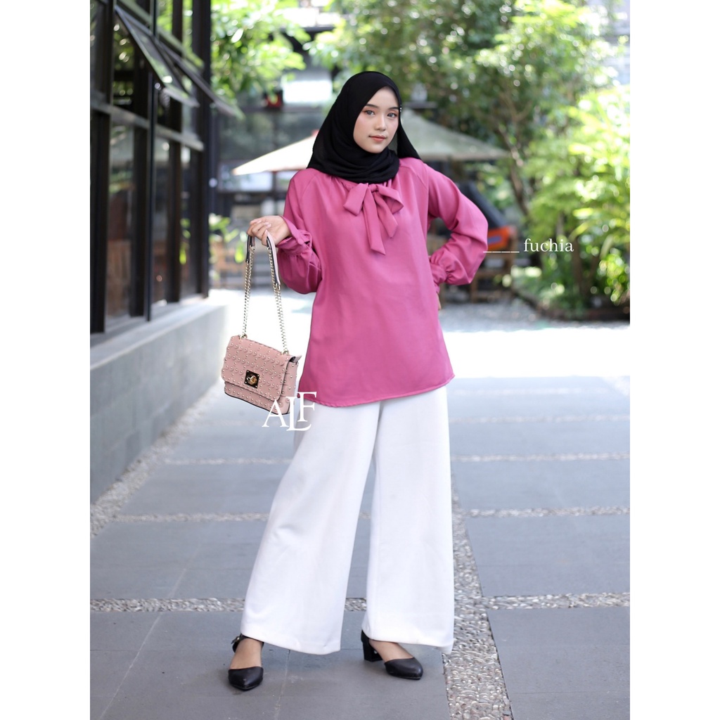 Alfaina Rosa Blouse Atasan Wanita Kerah Pita