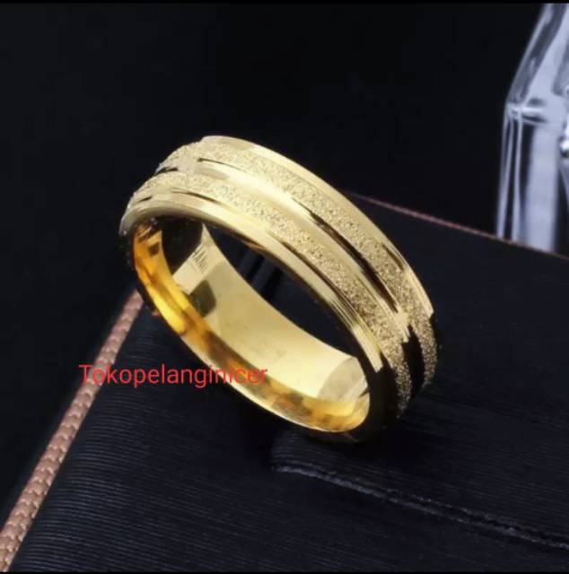 CINCIN TITANIUM ZIRCON GARIS PASIR CINCIN COUPLE CINCIN PASANGAN ANTI KARAT