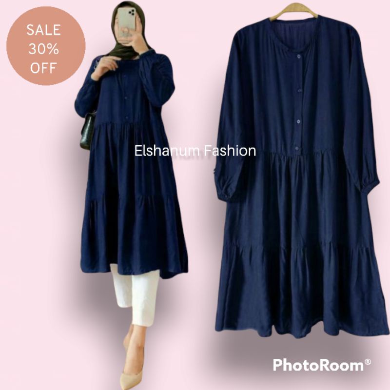 Wiza Tunik Atasan Wanita Bahan Rayon Polos LD 102cm
