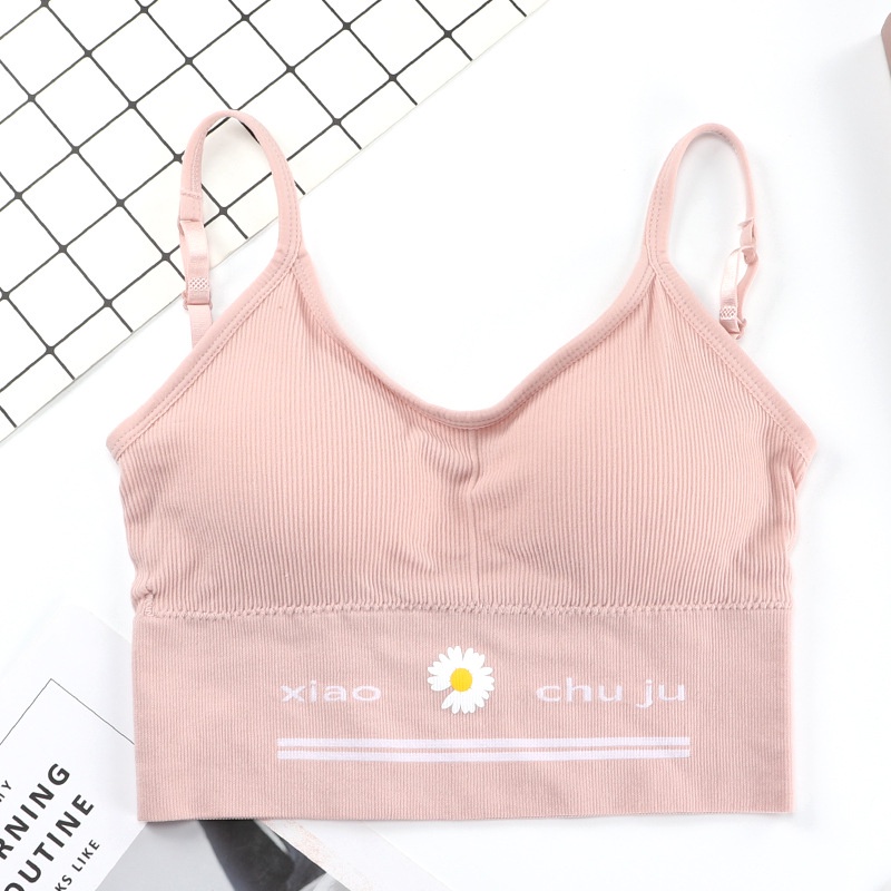 MOGYMOGY BRA534 Bra Tanpa Kawat Pakaian Dalam Wanita Polos Motif Bunga Tali Bra Olahraga Sportbra Gym