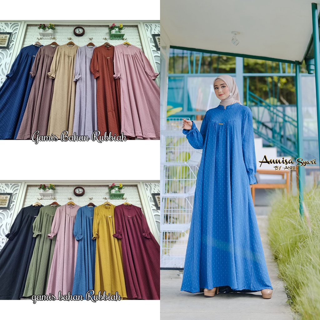 ANNISA SYAR'I BY ASM ORIGINAL - Gamis Bahan Rubiah  (tanyakan stok dulu)