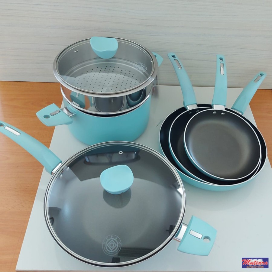 SUPRA Panci Set 9 Pcs Chef Renata Pastel I Cookware set Supra 9 piece - Warna Random