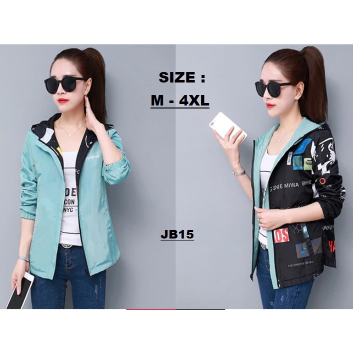 Jacket Wanita Parasut Printed Bolak Balik JB