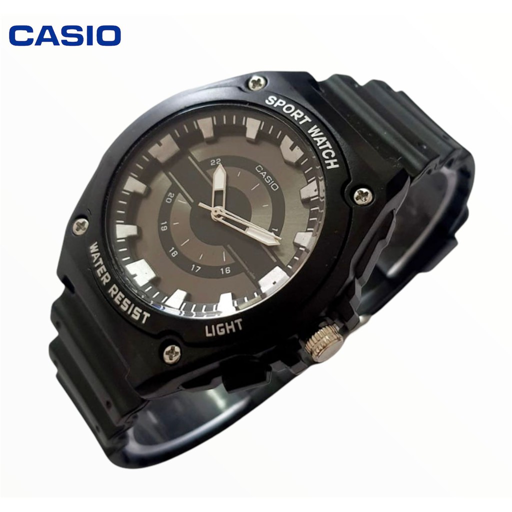 Jam Tangan Pria Analog CasioD20 Tali Rubber Free Kotak