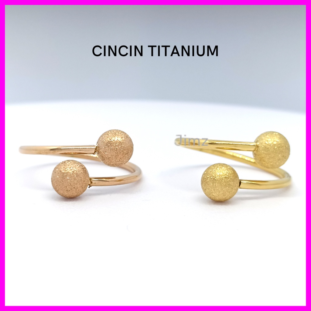 Jimz - Cincin Boba Titanium Asli Liontin Zircon Korea Anti Karat Anti Luntur Fashion Aksesoris Wanita Rose Gold