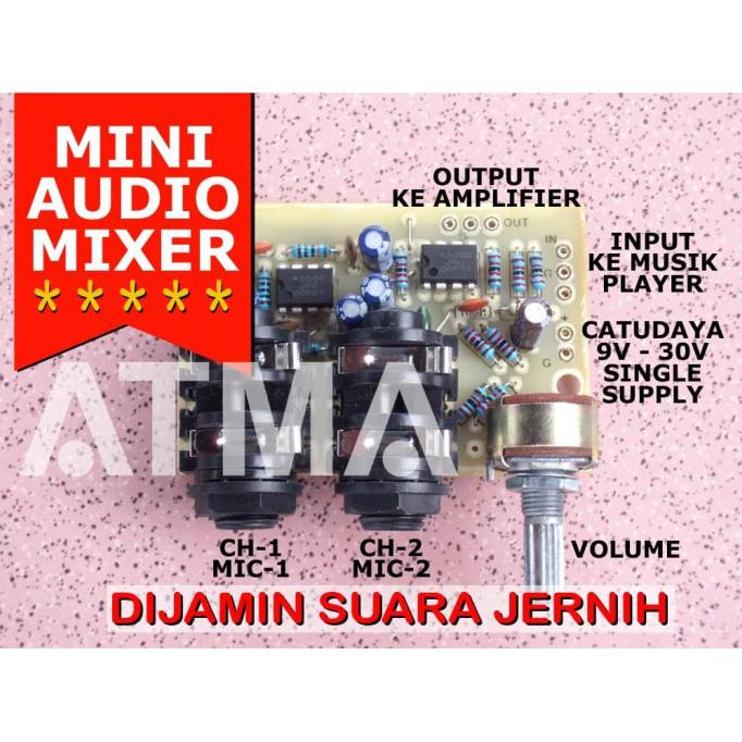Best Produk] Mini Audio Mixer 2Ch Pre Amp Mic Karaoke Mobil Bus 9V 12V 18V 24V 30V