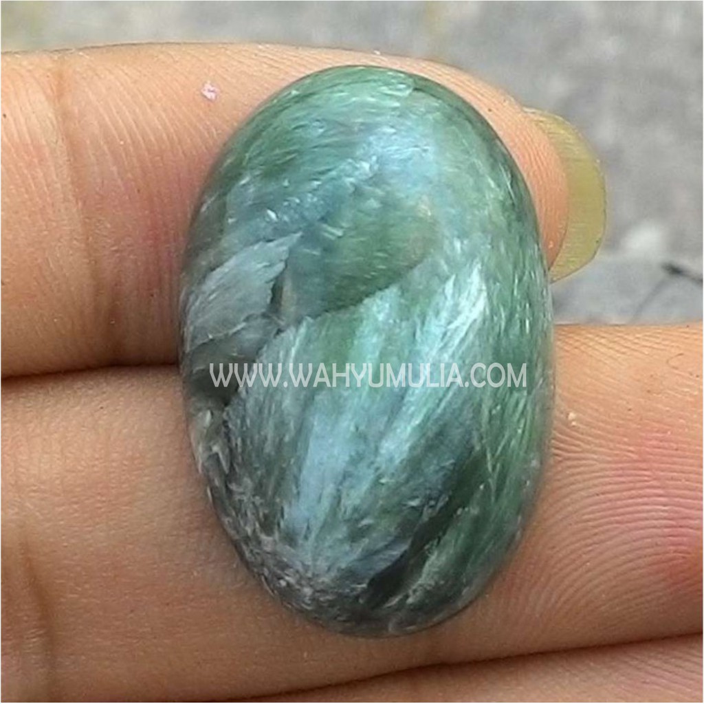 Batu Akik Bulu Macan Hijau  Seraphnite (kode:335) Garansi Asli
