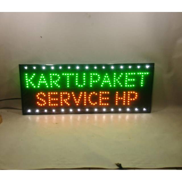 Led sign / tulisan lampu led kartu paket service hp besar 70x30 cm untuk konter pulsa
