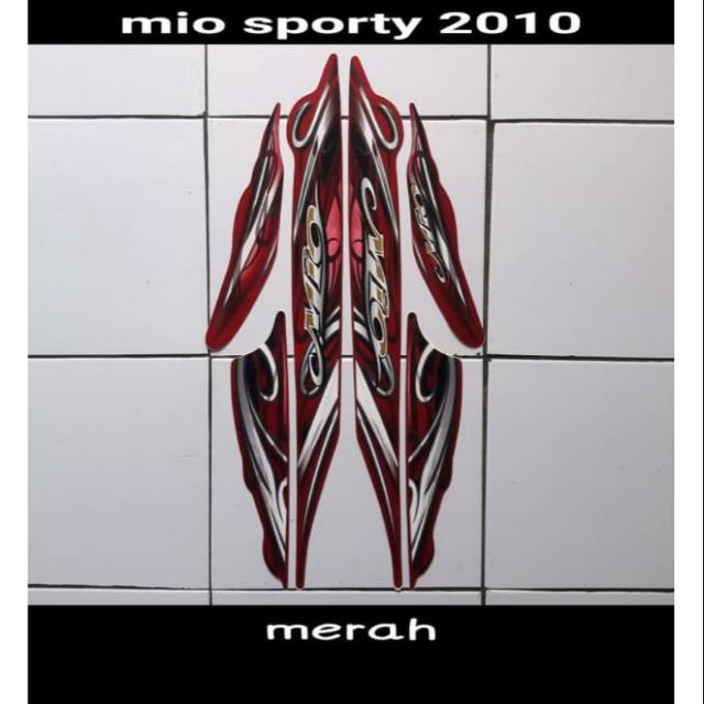 Striping mio sporty tahun 2010 warna merah