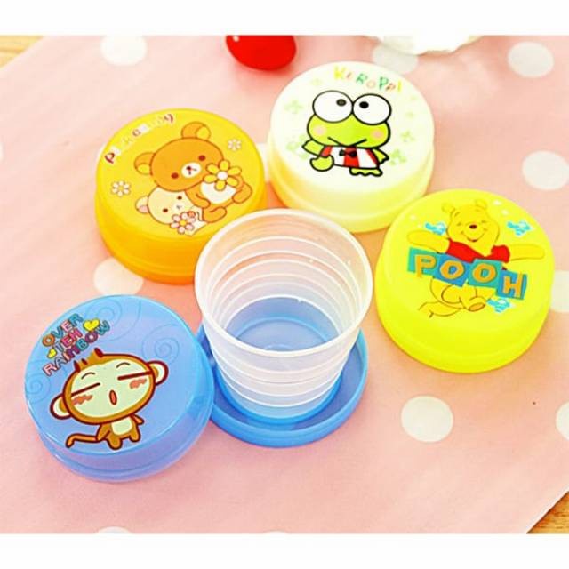 Gelas Lipat Portable Travel Telescopic Plastic Cup Tempat Minum Gelas Plastik Lipat