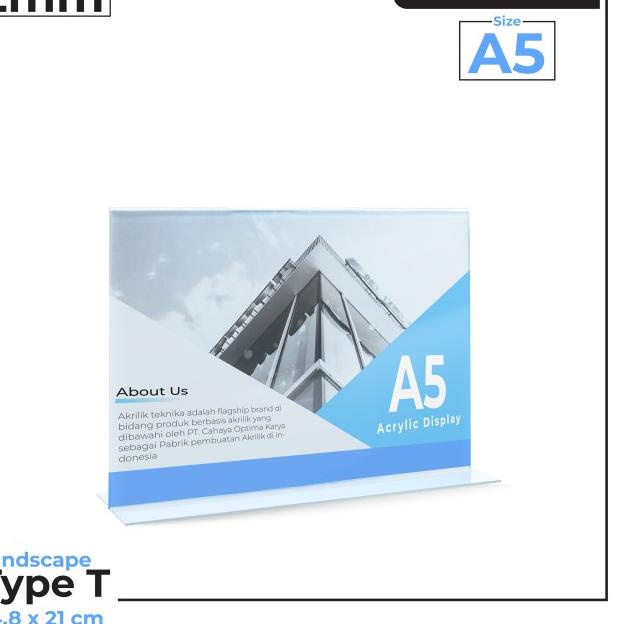 

♖ TEMPAT BROSUR / TENT HOLDER AKRILIK DISPLAY LANDSCAPE A5 2 SISI ♂