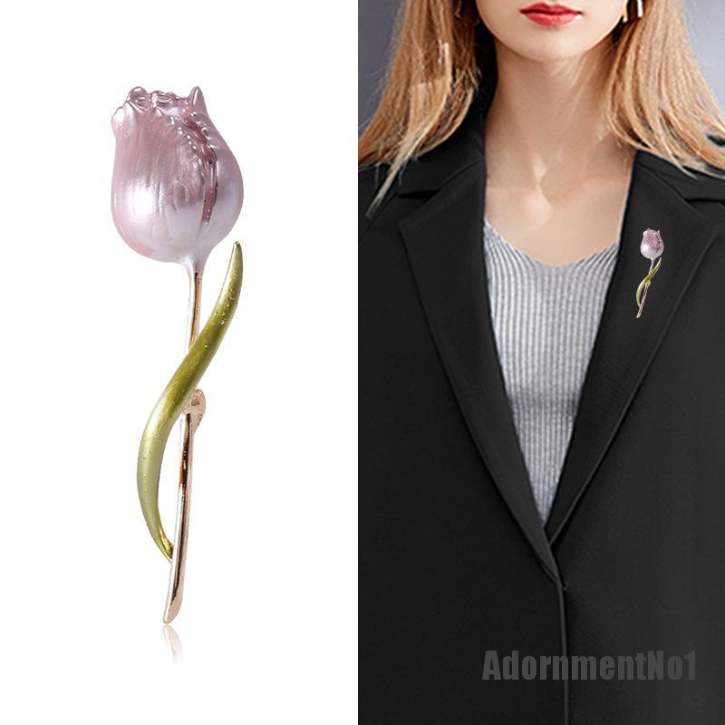 (Adornmentno1) Bros Pin Enamel Desain Bunga Tulip Untuk Wanita