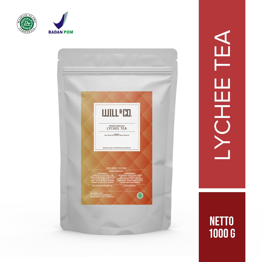 

Bubuk Minuman Lychee Tea Premium Powder Will&Co 1Kg