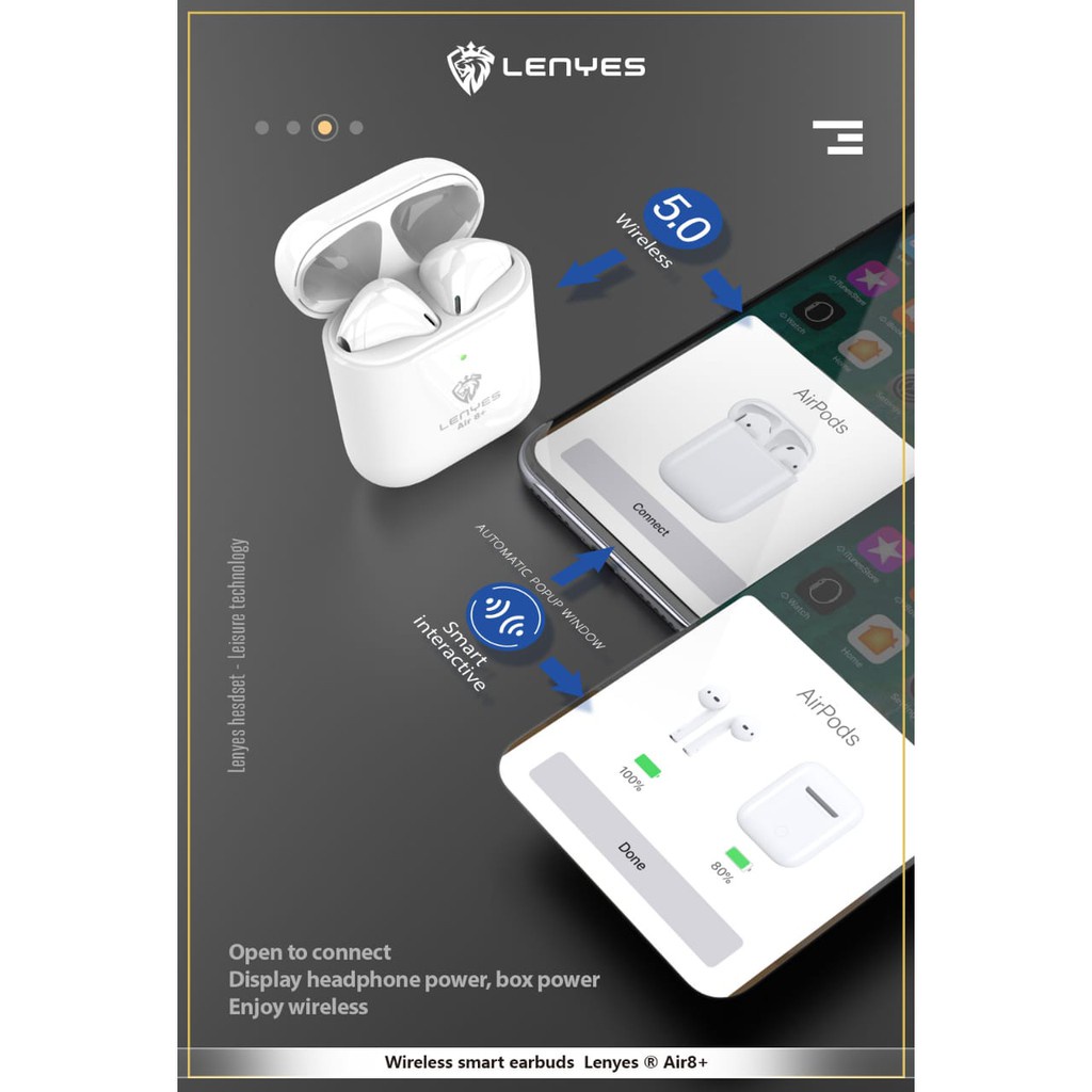 LENYES AIR 8+ TWS wireless bluetooth 5.0 earbuds smart touch earphone original