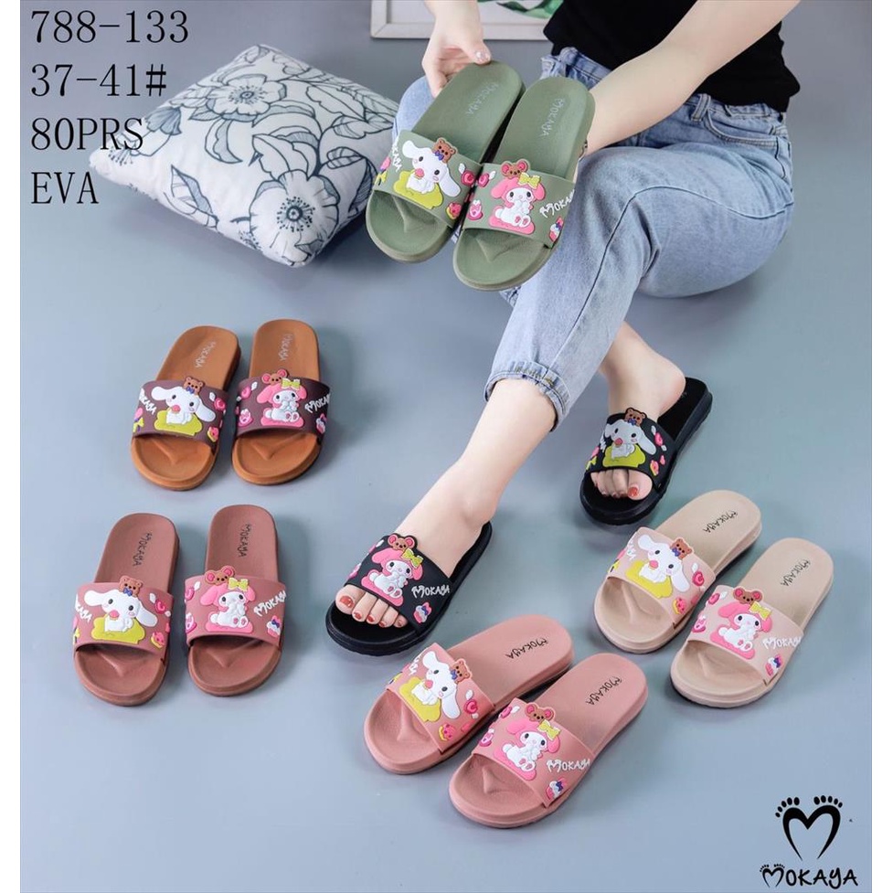 Sandal Slop Jelly Wanita Ban My Melody And Cinnamoroll Mokaya Super Cantik Lucu Kekinian Best Seller Import Mokaya / Size 37-41 (788-133)