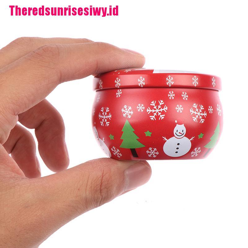 【Theredsunrisesiwy.id】2.2OZ Christmas mini tin box Sealed jar packing boxes jewelry candy box storage