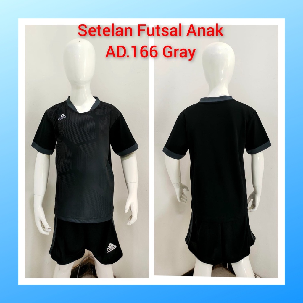 Kaos futsal anak laki-laki jersey sepak bola baju celana setelan jersy perempuan stelan t-shirt outfit seragam kostum olahraga casual suit pakaian jarsey oblong apparel sports jersi soccer ST.AD166 grey