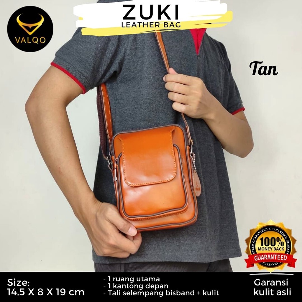 [VALQO] Tas ZUKI Kulit Sapi Tas Kamera Selempang Slingbag Kecil Mini Pria Wanita