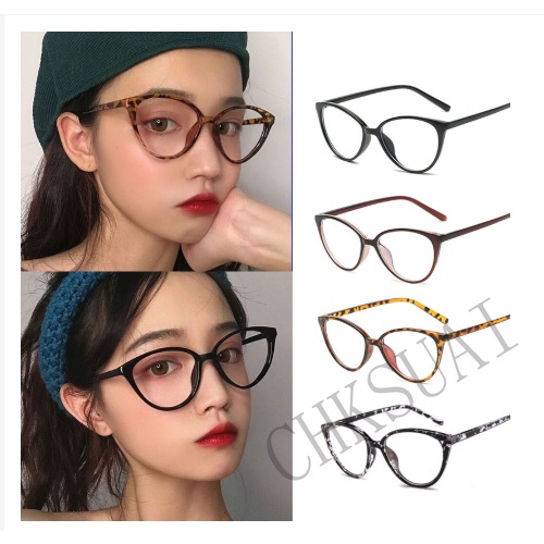 Kacamata Lensa Flat Cat Eye Anti Radiasi Gaya Retro