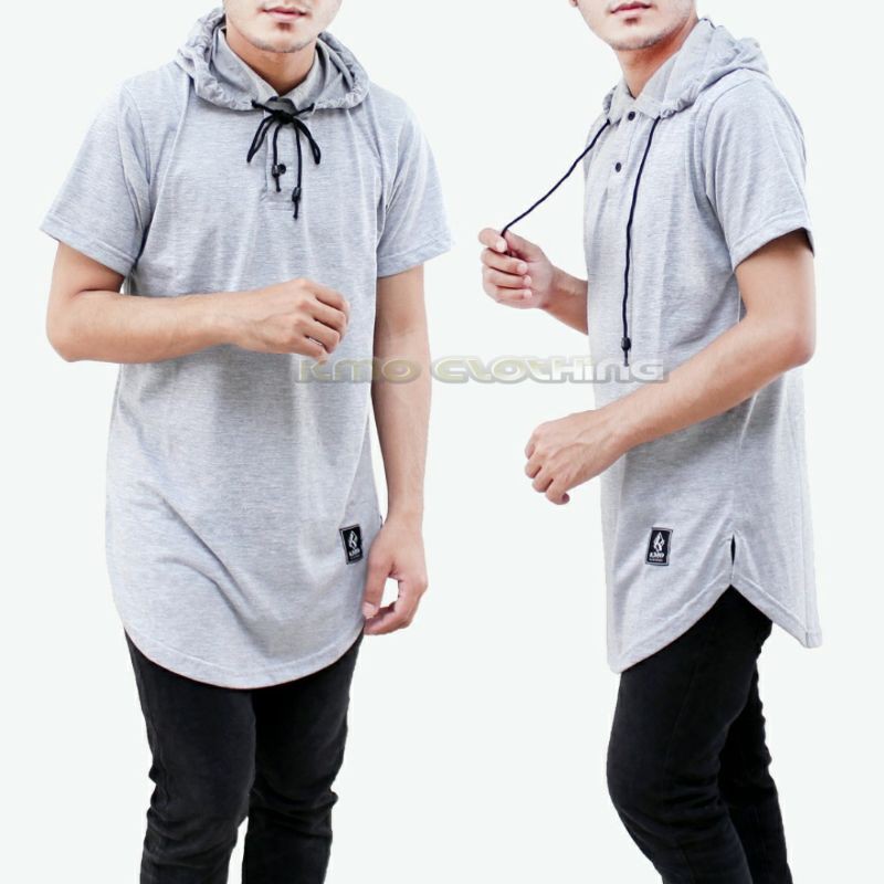 KMO Kaos Kurta Hoodie Pria Muslim Lengan Pendek