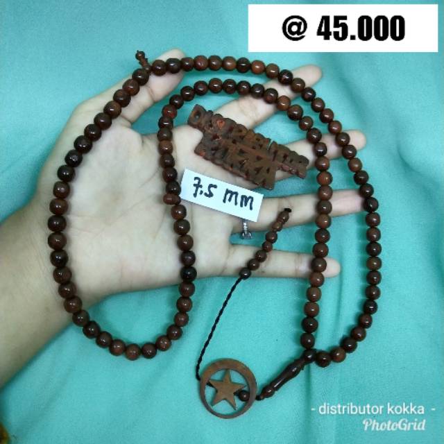 ( SUPER MURAH ) grosir 5 pcs tasbih Kokka kaukah kaokah fukakah bulan bintang 7,5 mm coklat