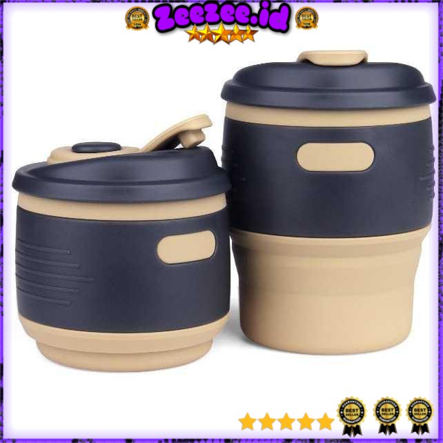 Gelas Cangkir mug Lipat Silikon Foldable Travel Mug 350ml - GY530