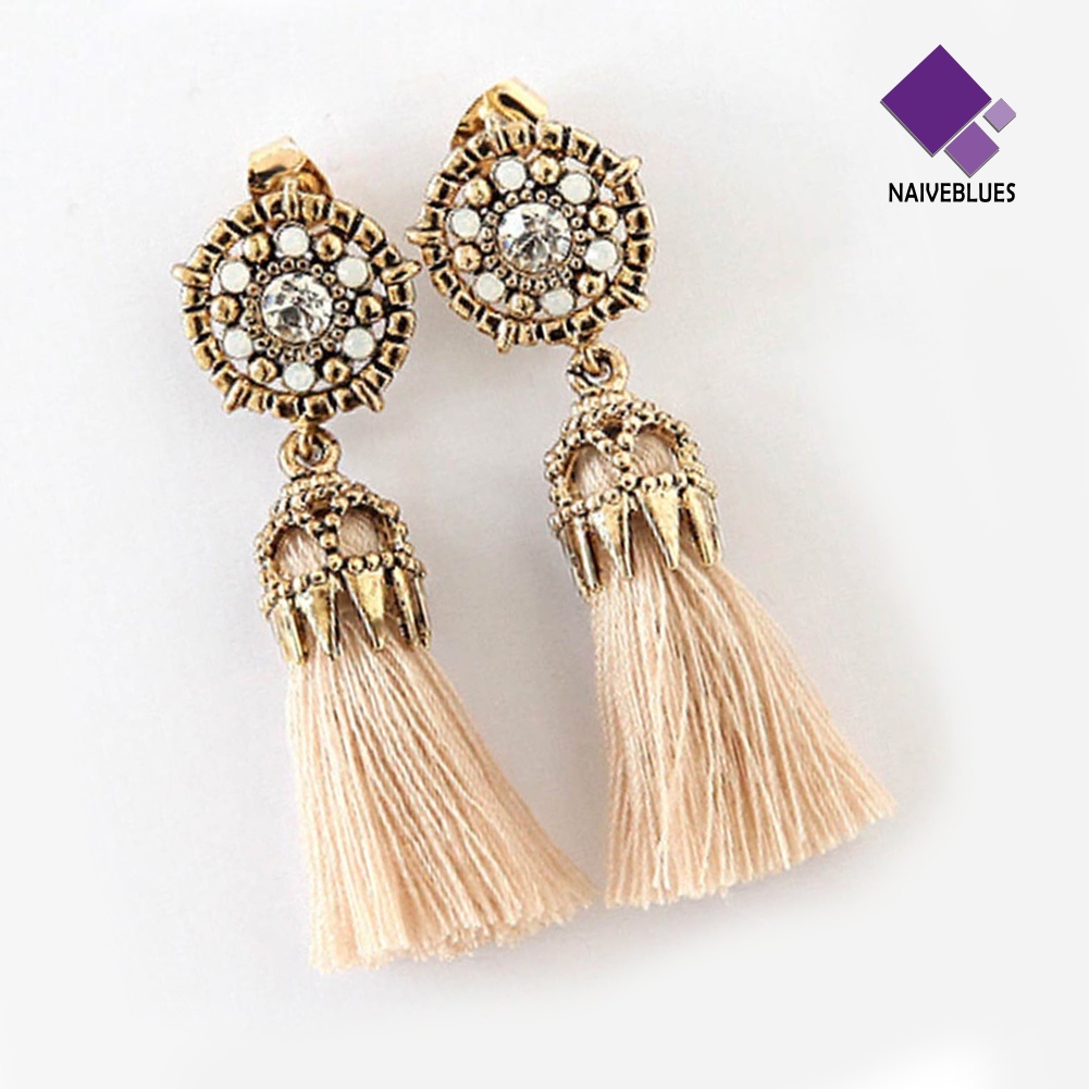 Anting Juntai Panjang Model Hollow Rumbai Gaya Vintage Untuk Wanita