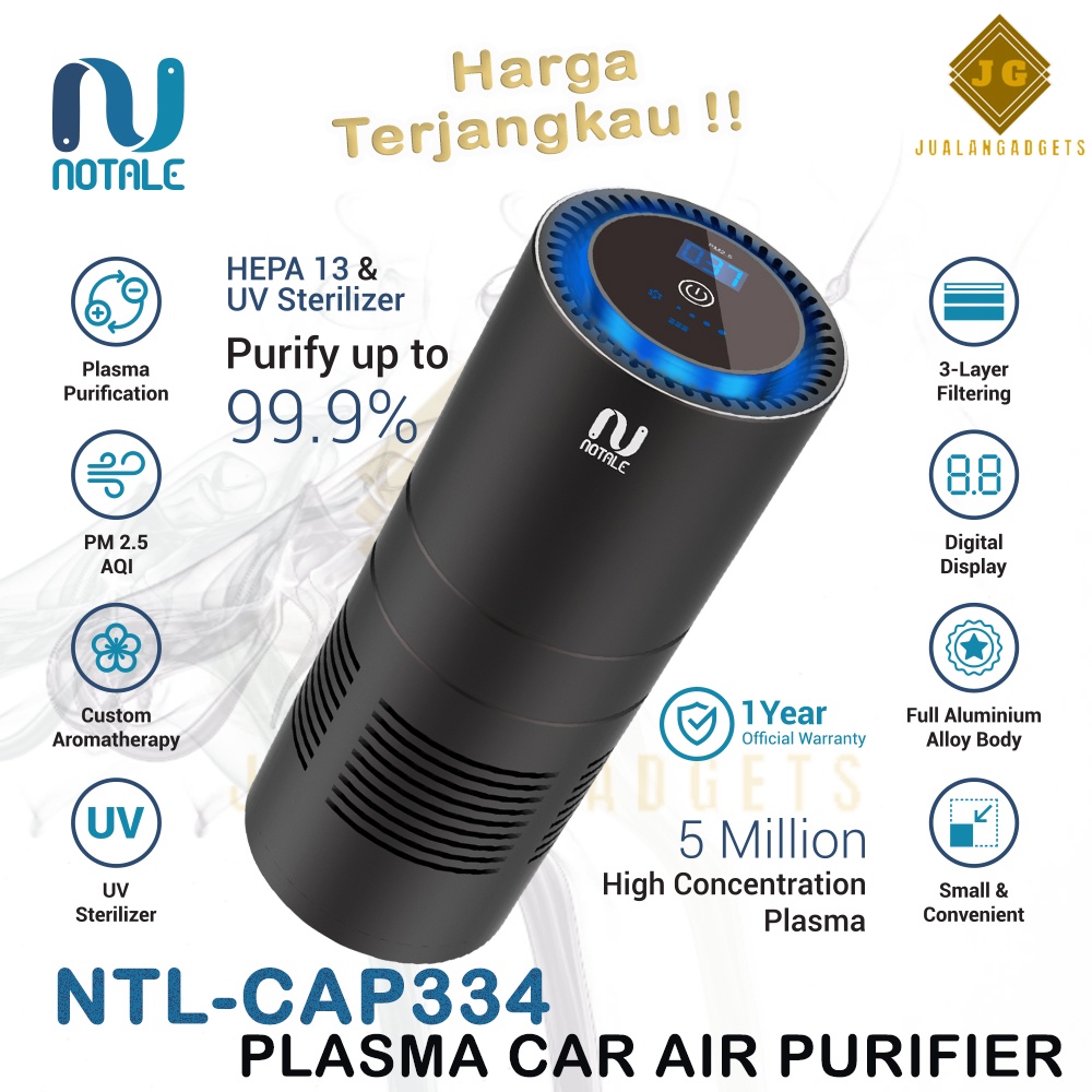 Notale Portable Car Air Purifier UVC Plasma HEPA 13 Garansi Resmi