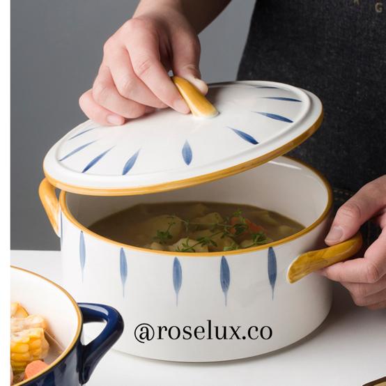 Mangkok tutup 10" mangkok kaca mangkok keramik mangkok unik design korea jepang minimalis bisa untuk