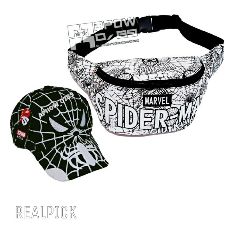 Tas SLempang Marvel anak Spiderman waistbag semi kanvas