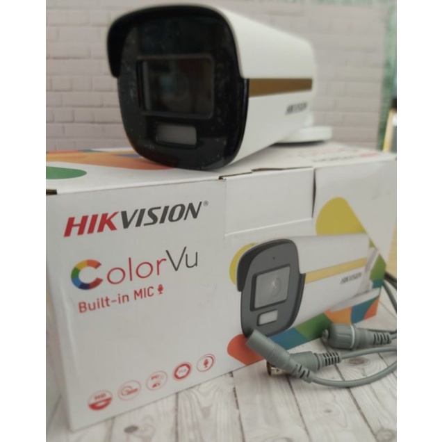 Kamera Cctv Hikvision Outdoor DS-2CE12DF3T-FS ColorVu 2mp Full hd 1080p Audio Original