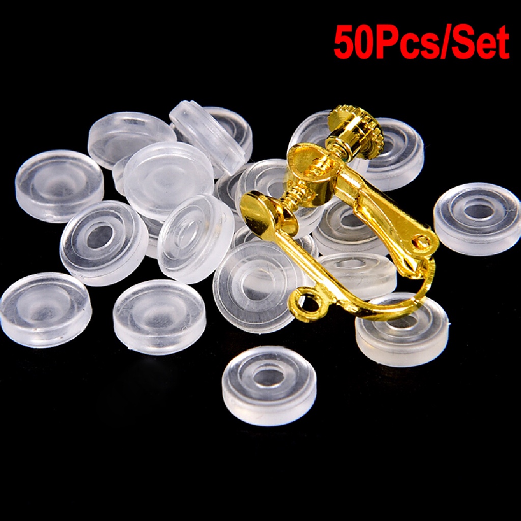 (Heavendenotation) 50pcs / Set Pad / Bantalan Anting Klip Bahan Silikon Anti Sakit Untuk Perhiasan Diy