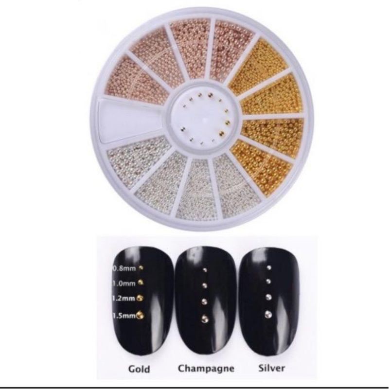 hiasan kuku / dekorasi kuku nail art 3d warna emas dan silver