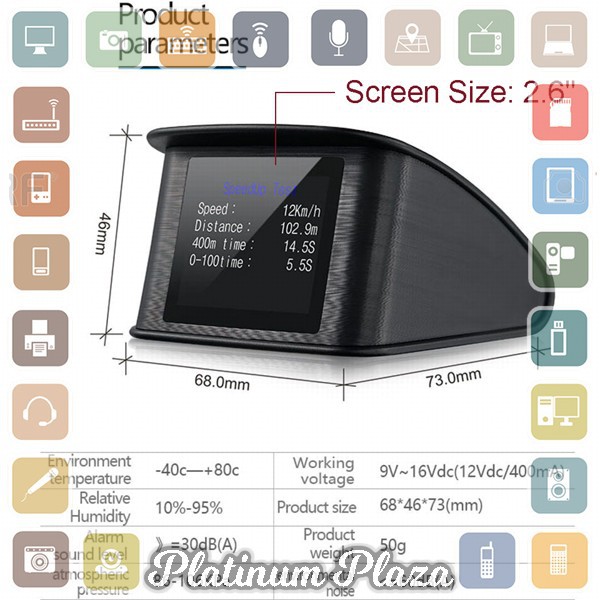 Display HUD Mobil OBD2 On-board Computer Speedometer - P10 - Black`NE9I5B-