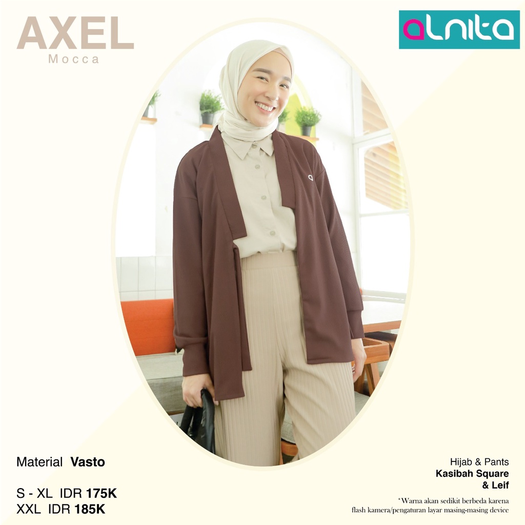 Alnita Outer Axel Bahan Vesti Outer Cardigan Terbaru Muslim Kekinian Simple OOTD