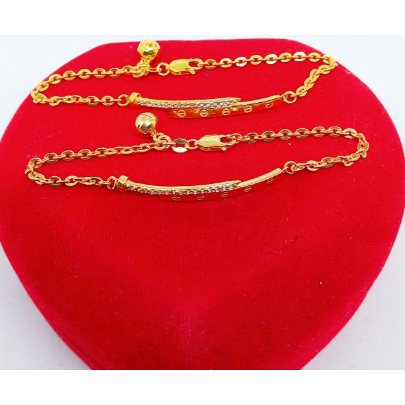 GELANG PERAK ASLI LAPIS EMAS 925/GELANG NORI PENANG PAKU CART*R MATA PUTIH/GELANG ASLI SILVER/GELANG FASHION