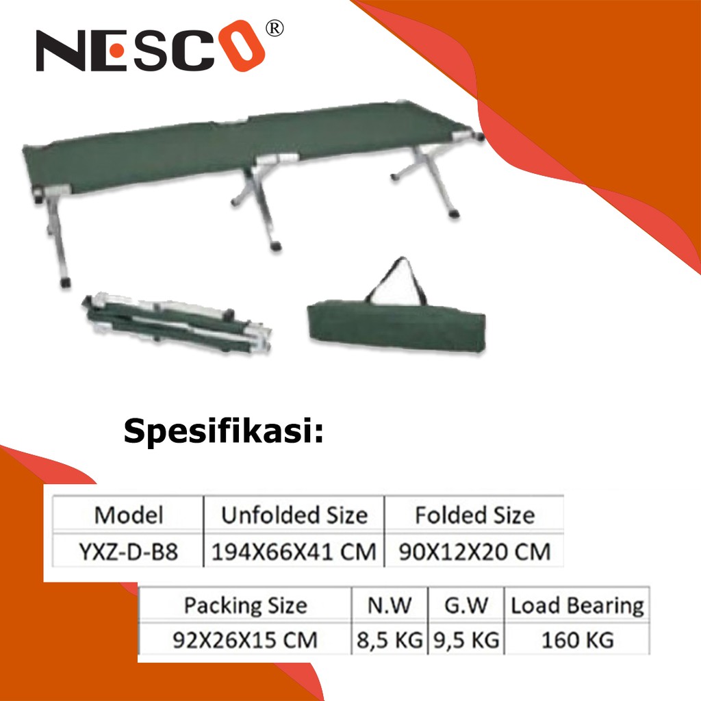 Nesco Aluminum Alloy Foldaway Stretcher (Two Fold), Type YXZ-D-B8 / Tandu Lipat