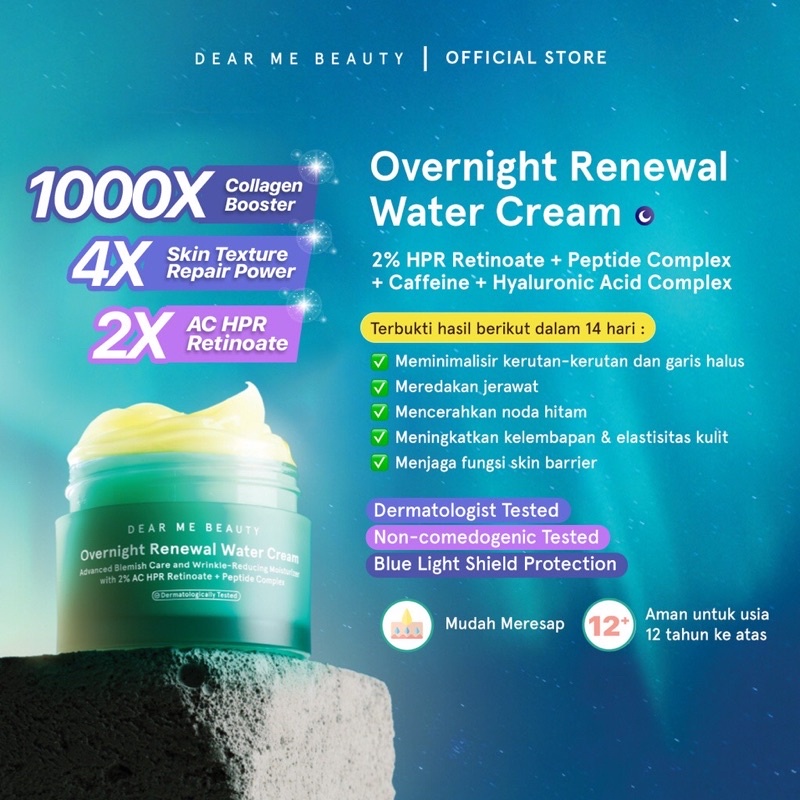 Dear Me Beauty Overnight Renewal Water Cream