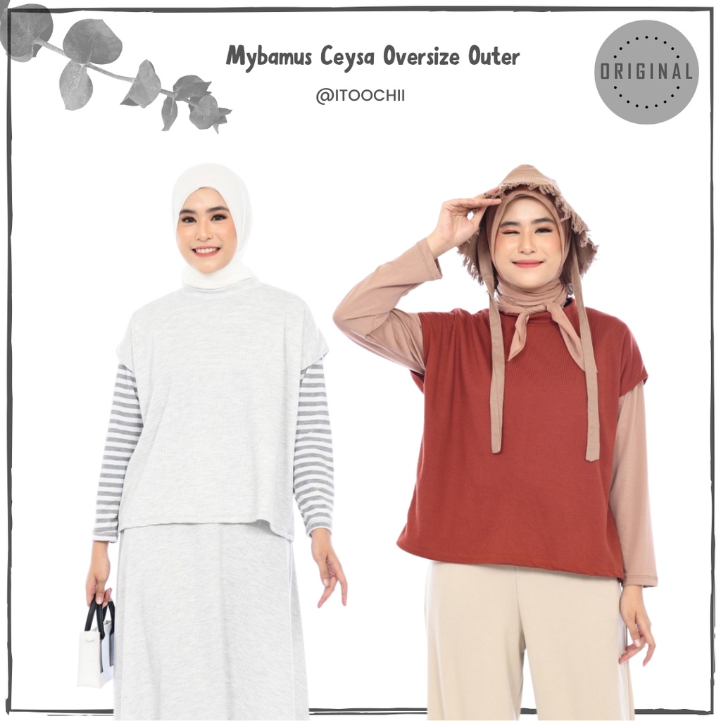 Baju Wanita Jumbo Lengan Pendek Crop Top Bigsize Vest Kekinian Mybamus Ceysa Oversize Outer Muslim