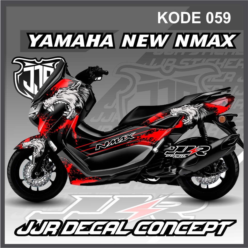 STIKER DECAL NEW YAMAHA NMAX 2020-2024 MOTIF SERIGALA KEREN KODE 059