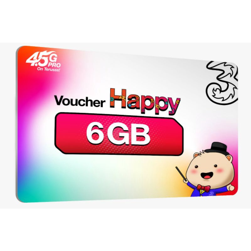 Voucher Kuota Tri 6GB 5Hari Nasional / Voucher Tri Happy 6GB