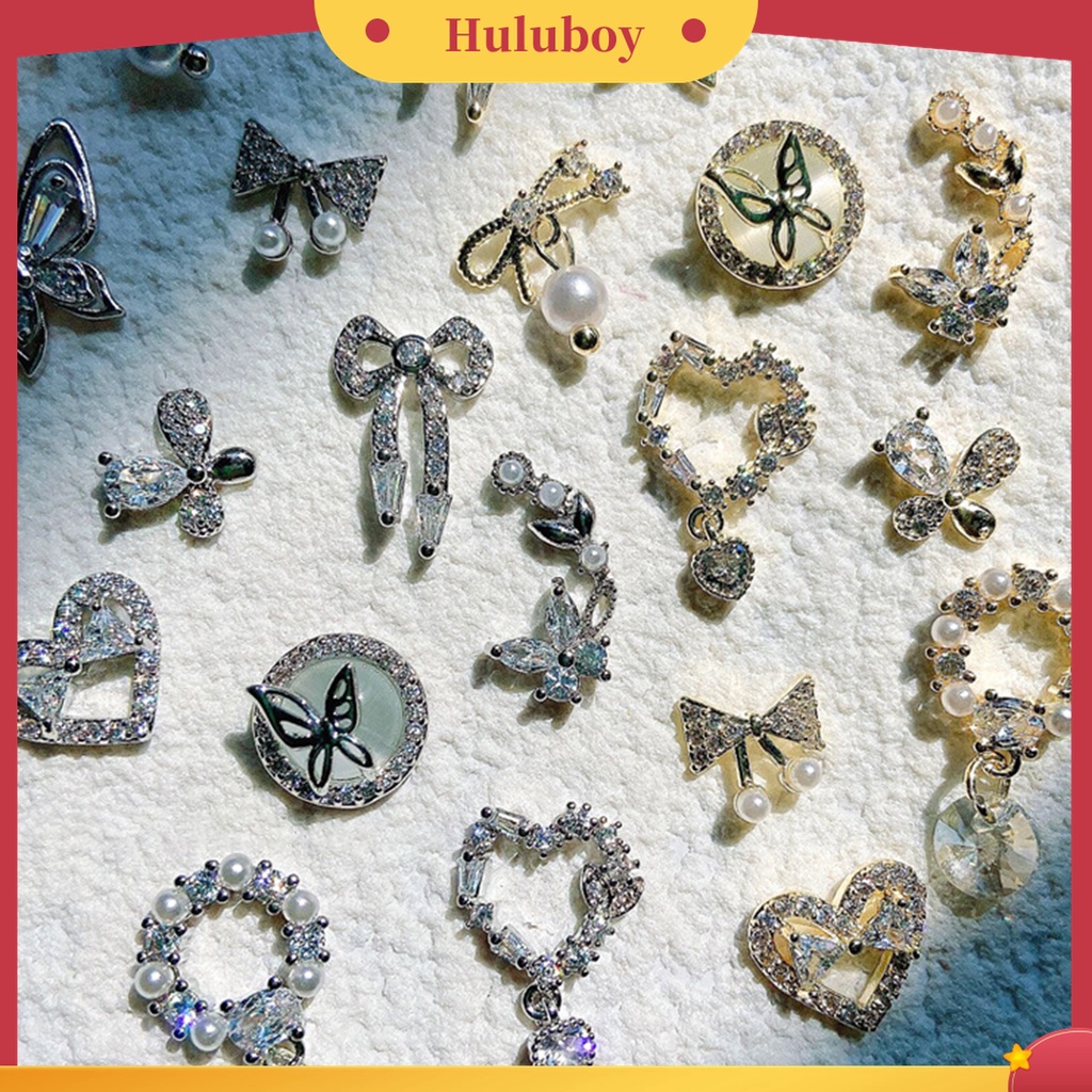 Huluboy Huluboy♡ Berlian Imitasi Bentuk Hati Bahan Alloy Untuk Dekorasi Nail Art