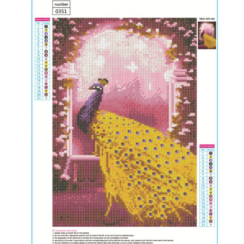 Diy Lukisan Diamond 5d Dengan Gambar Burung Merak Warna Emas Dan