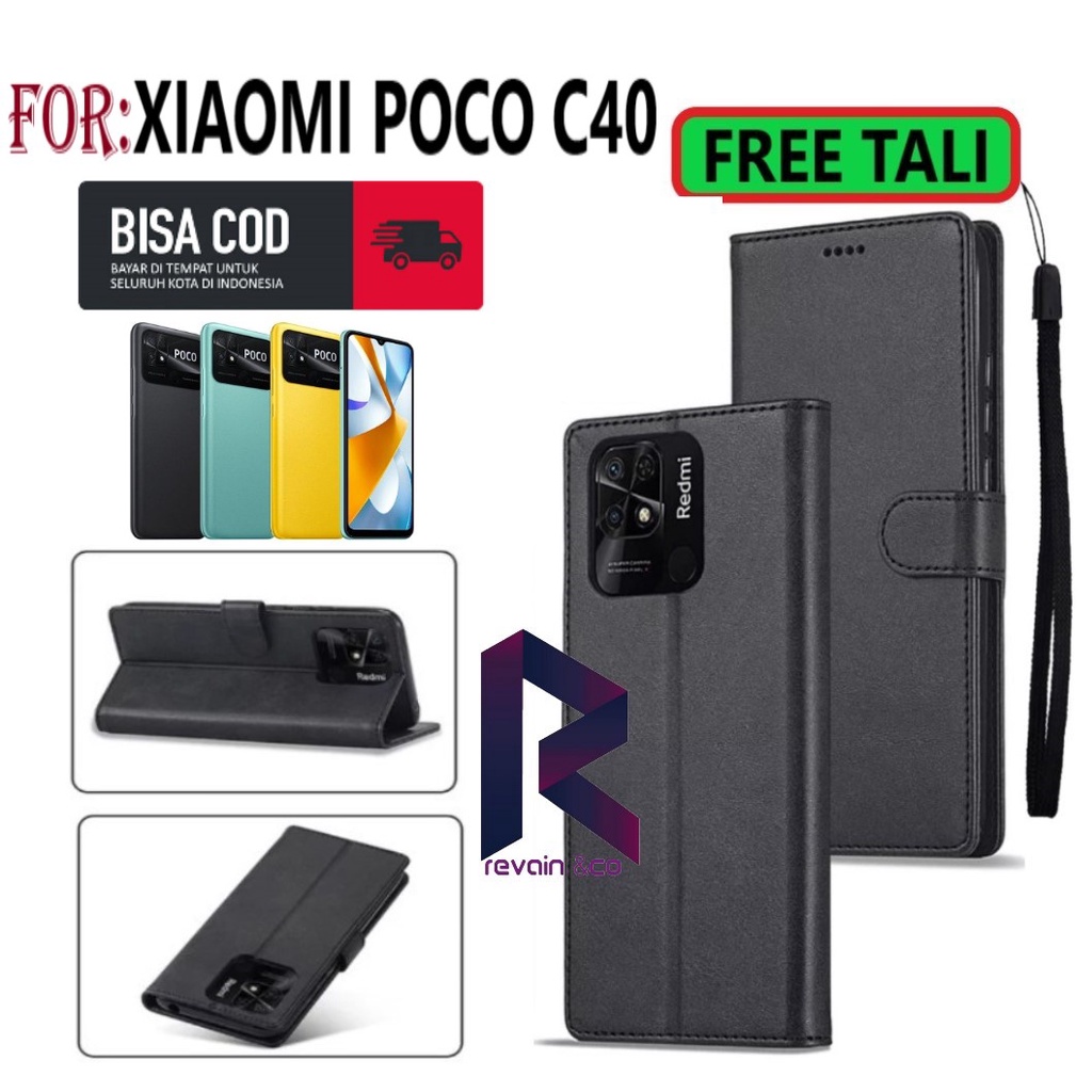 FLIP COVER NEW XIAOMI POCO C40 2022 CASING DOMPET FLIP WALLET LEATHER KULIT PREMIUM SARUNG BUKA TUTUP FLIP CASE XIAOMI POCO C40