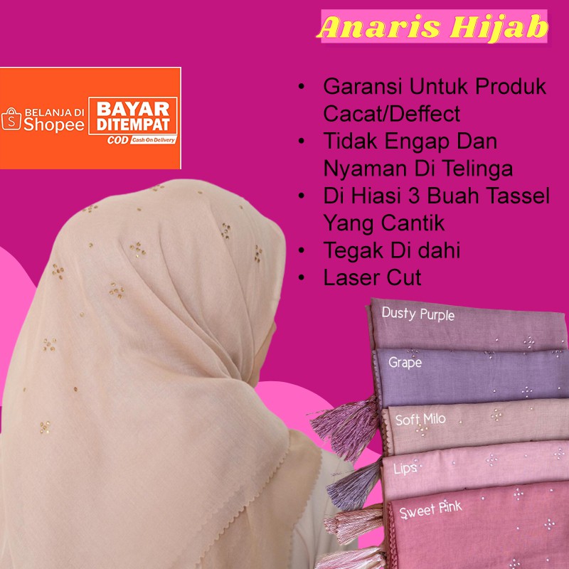 Jual Jilbab Segi Empat Paris Swarovski Tasel Hijab Segiempat Square