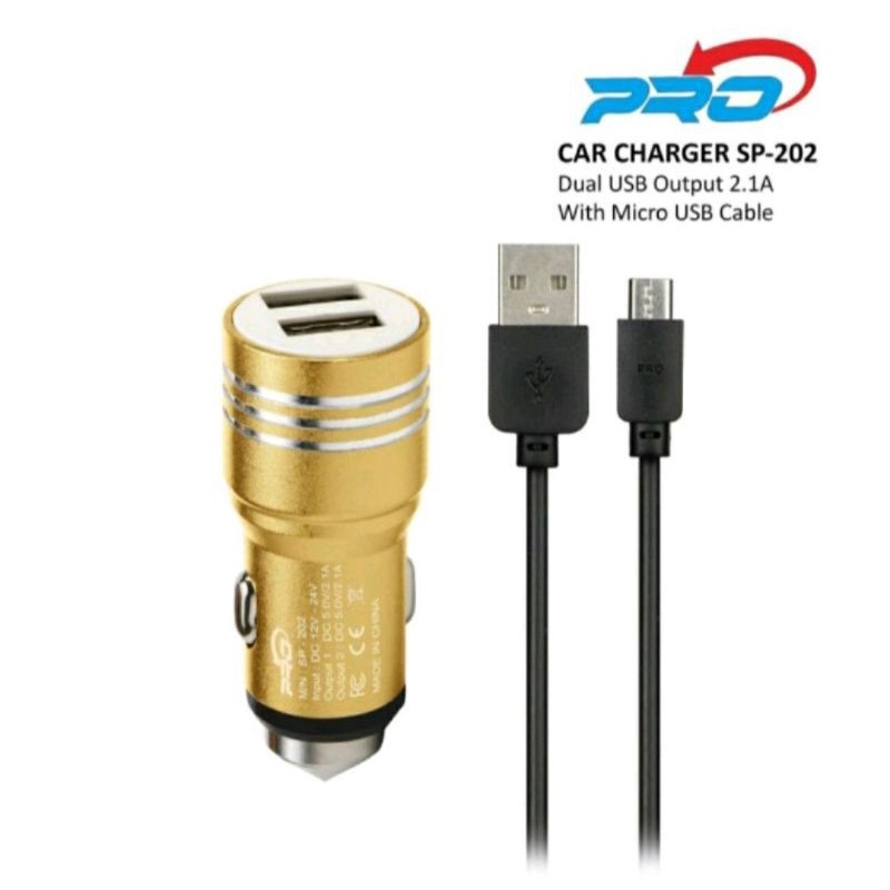 Pro Adaptor Smart Car Charger TC Charger Mobil SP-202 2 USB Metal Body