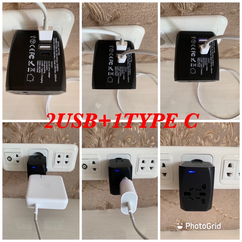 Universal Travel Adaptor/Adaptor Internasional/Adaptor Charger Plug/ Stop Kontak/ Colokan Listrik 2USB+1TYPE C