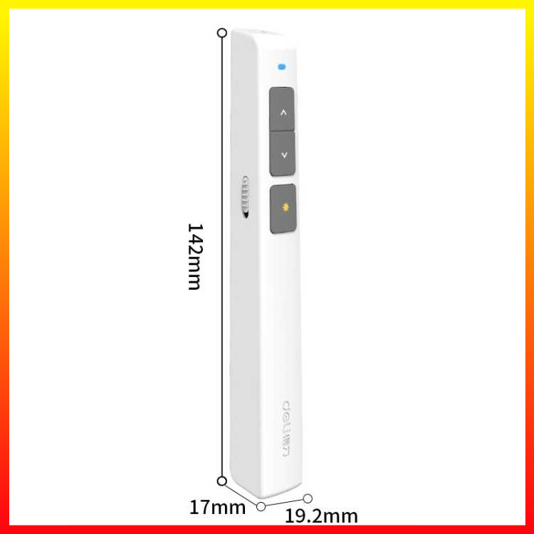 Deli Laser Pointer + Presenter Wireless USB Pen Laser Proyeksi Penunjuk Elektronik Presentasi PPT Sinar Merah Jarak 100 M Baterai Isi Ulang - 7CLP09WH