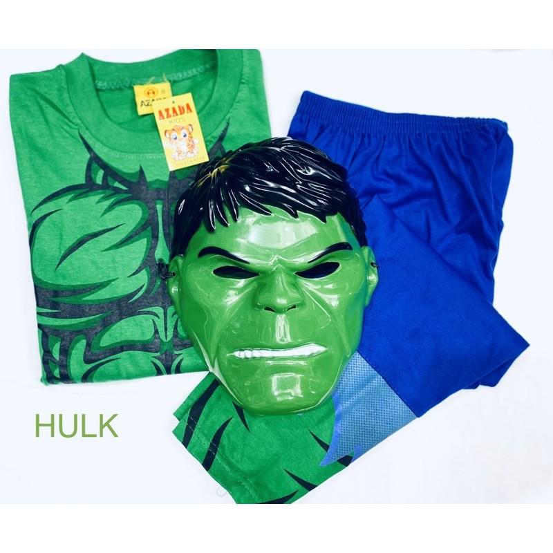 Baju Topeng Anak | Baju Kostum + Topeng Anak Laki-Laki AZADA | HULK